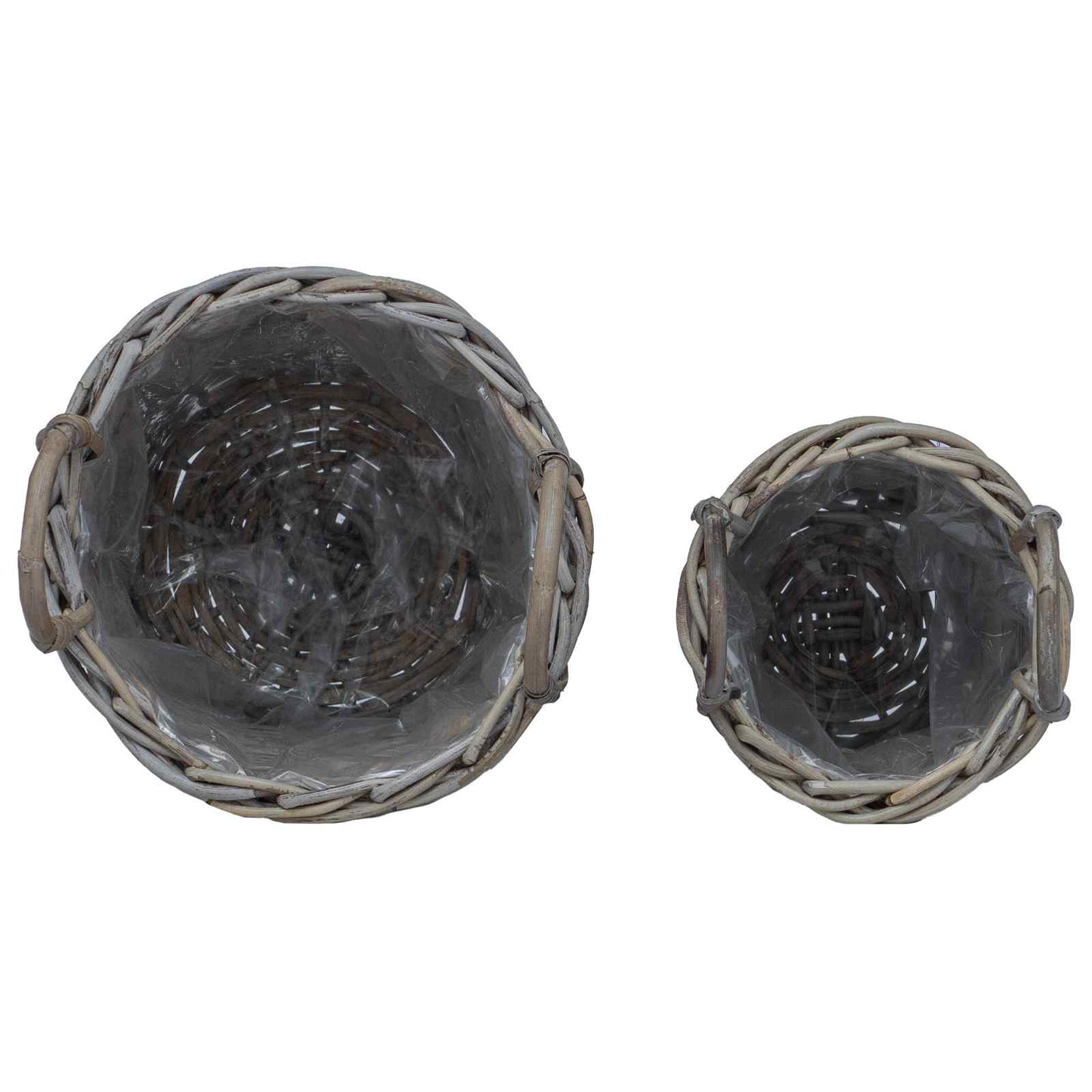 Gėlėms skirtas krepšys su saugykla 2 pcs Pilka Kubu ratanas