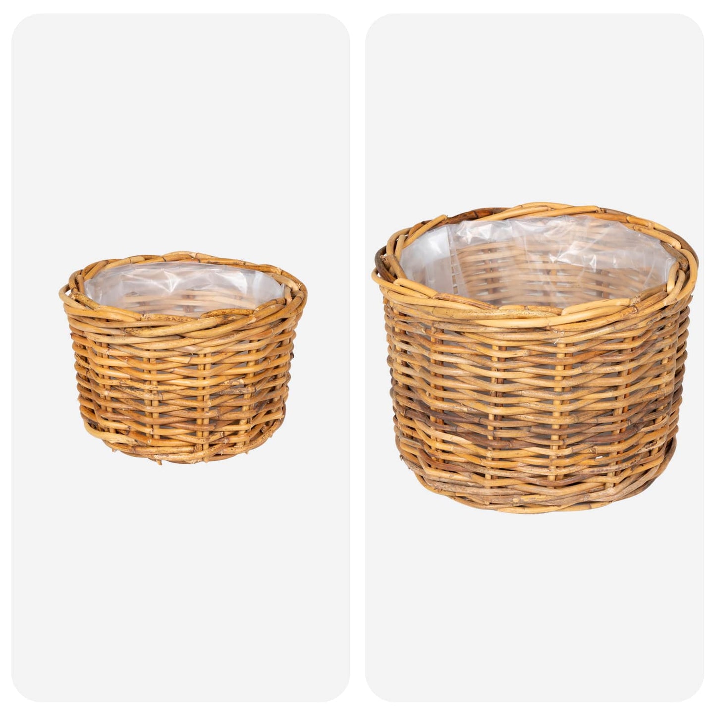 Gėlių krepšys su saugykla 2 pcs Ruda Kubu ratanas