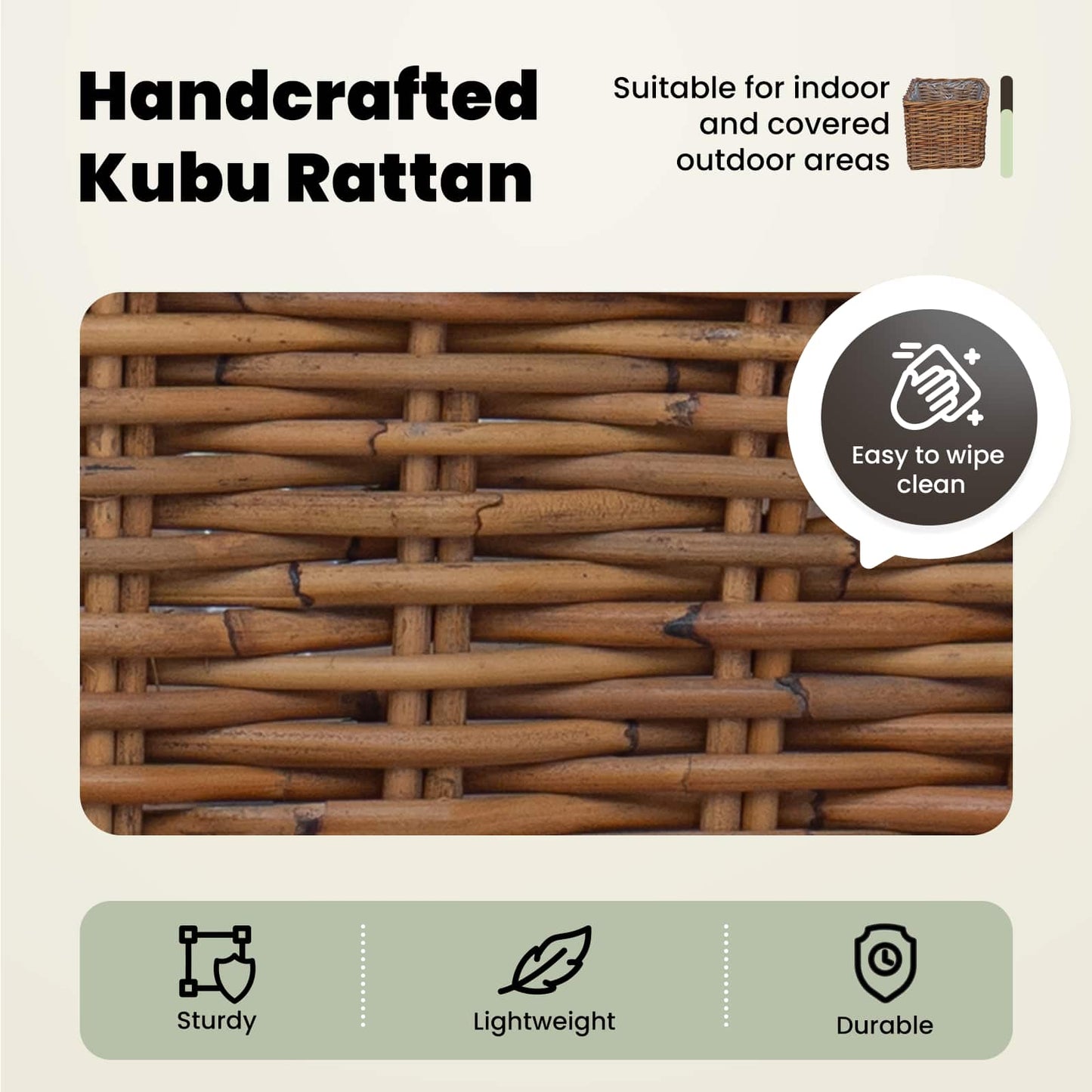 Vazonų krepšys su saugykla 3 pcs Ruda Kubu ratanas