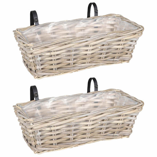 Kabantis gėlių krepšys su saugykla 2 pcs Pilka 48 x 22 x 15 cm