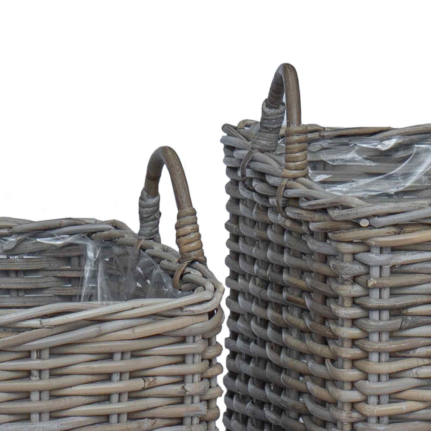 Gėlių krepšys su saugykla 2 pcs Pilka Lacak ratanas