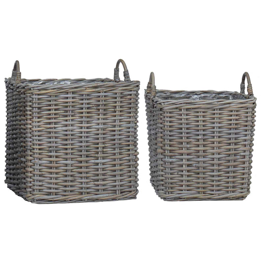 Gėlių krepšys su saugykla 2 pcs Pilka Lacak ratanas