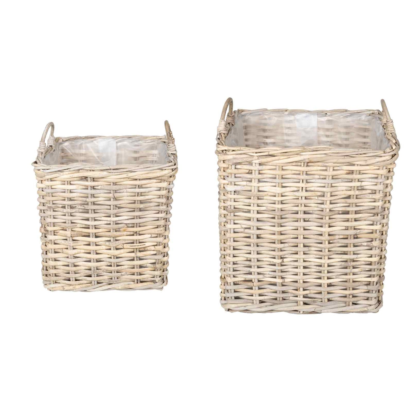 Gėlių krepšys su saugykla 2 pcs Pilka Lacak ratanas