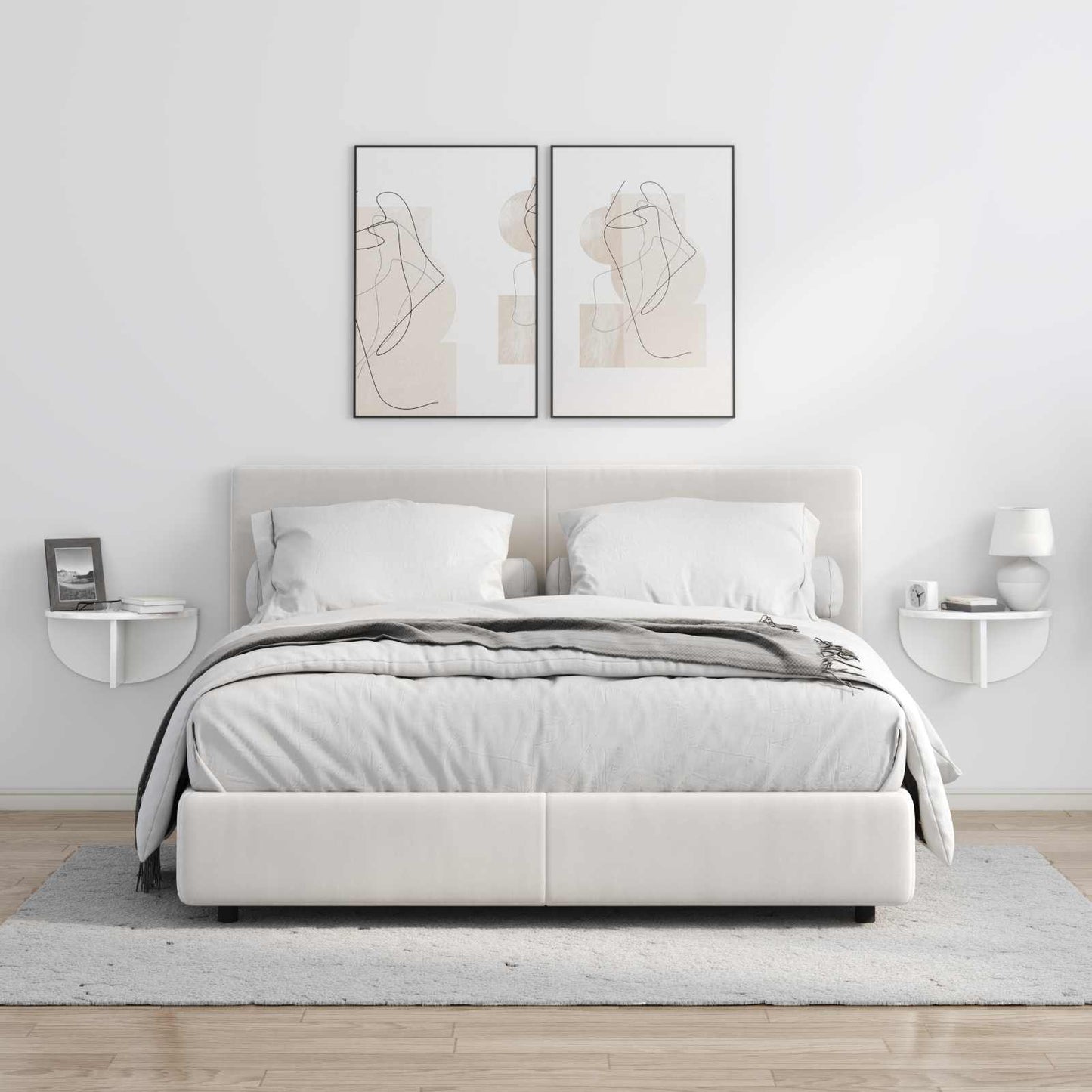 Sieninė lentyna 2 pcs Aukštai blizganti balta 38 x 19 x 19 cm