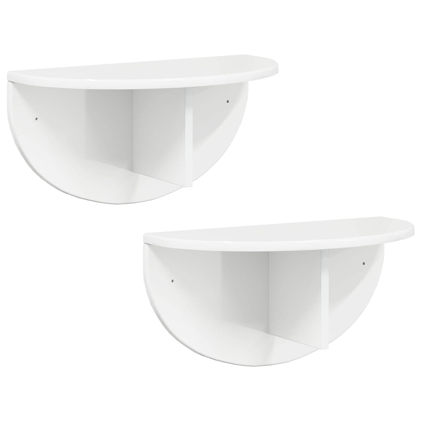 Sieninė lentyna 2 pcs Aukštai blizganti balta 38 x 19 x 19 cm