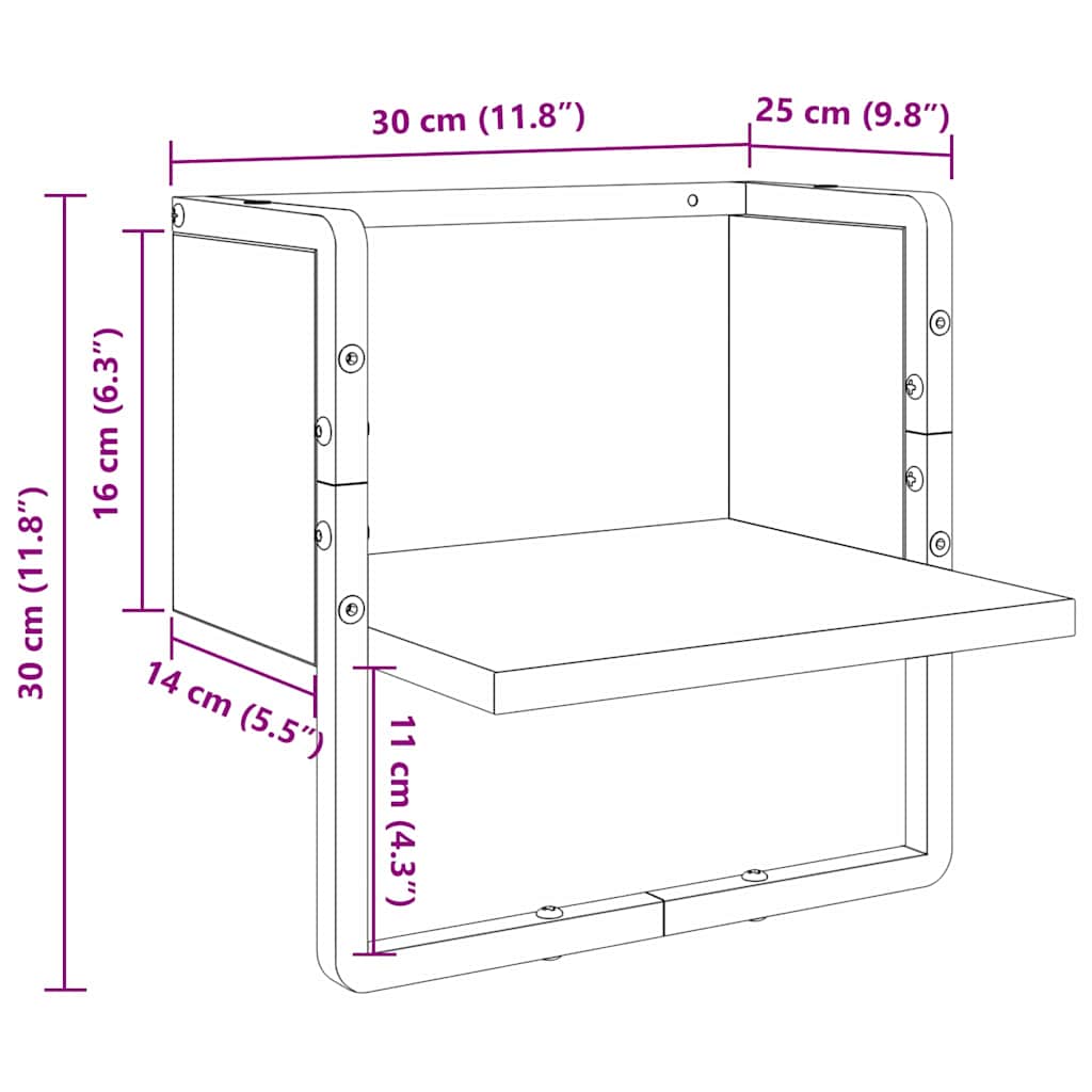 Sieninė lentyna su lentyna Meistrų ąžuolas 30 x 25 x 30 cm