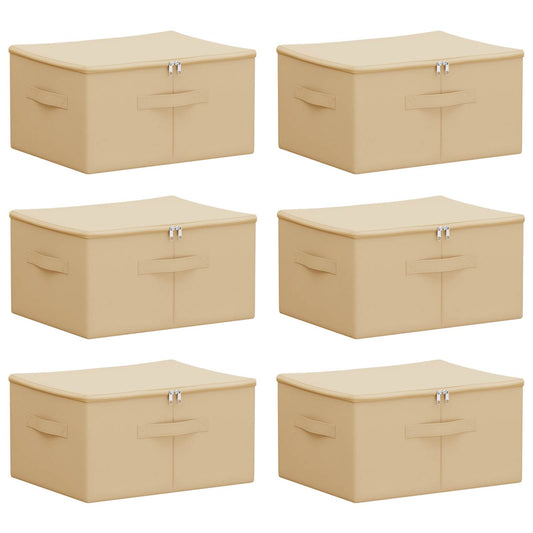 Saugojimo dėžė 6 pcs Kreminė 50 x 30 x 25 cm Neaustinis audinys