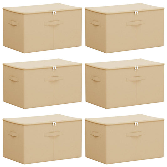 Saugojimo dėžė 6 pcs Kreminė 55 x 35 x 32 cm Neaustinis audinys