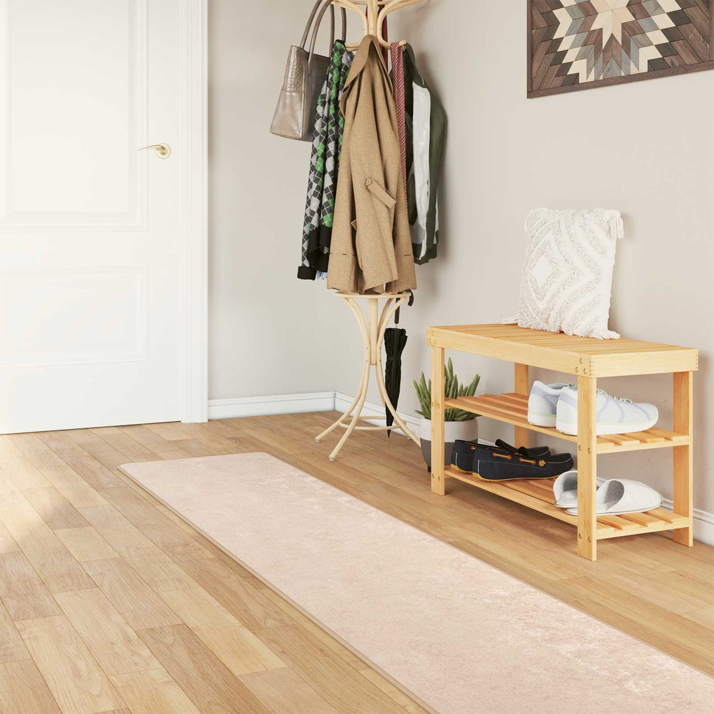 Kilimas Spauda Kreminė 300 x 50 cm Poliesteris ir PVC