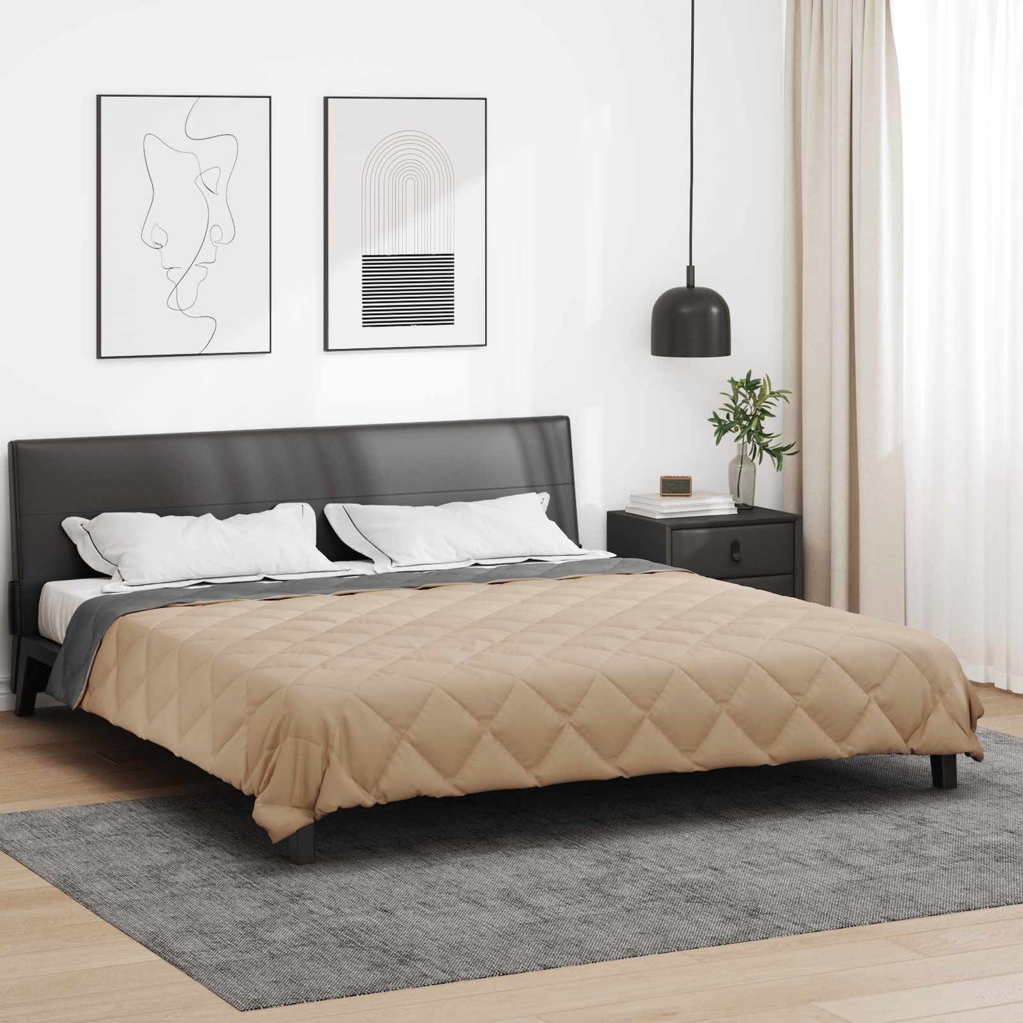 Vasaros antklodė Antracito ir taupe 200 x 200 cm Mikropluoštas
