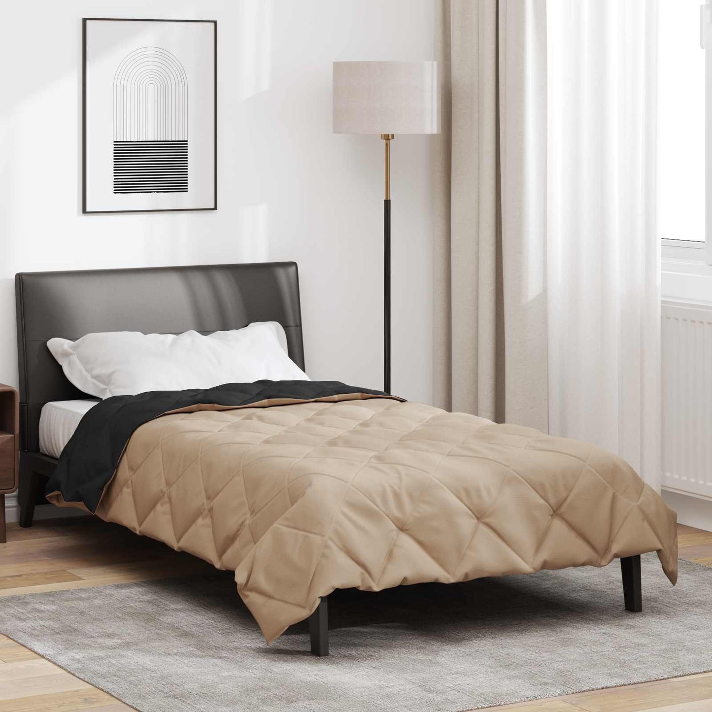 Vasaros antklodė Juoda ir taupe 200 x 135 cm Mikropluoštas