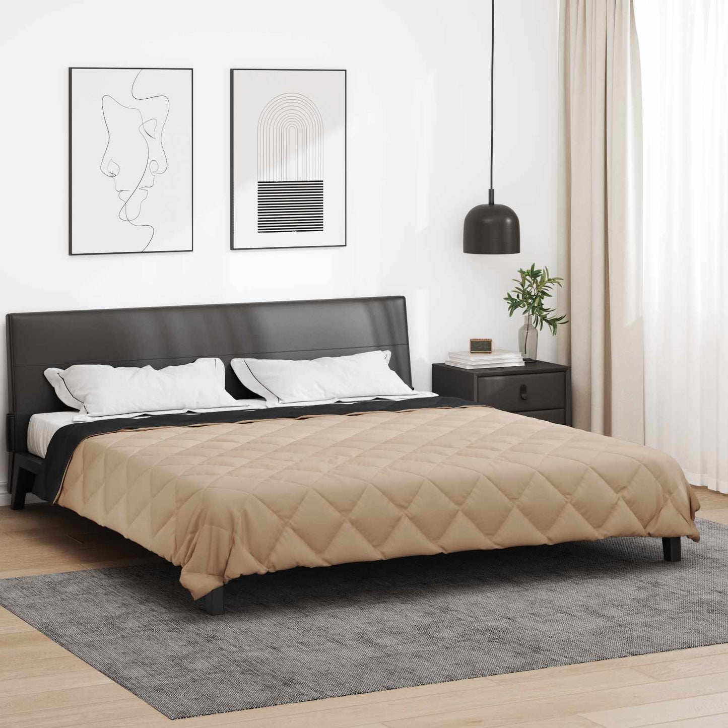 Vasaros antklodė Juoda ir taupe 240 x 200 cm Mikropluoštas