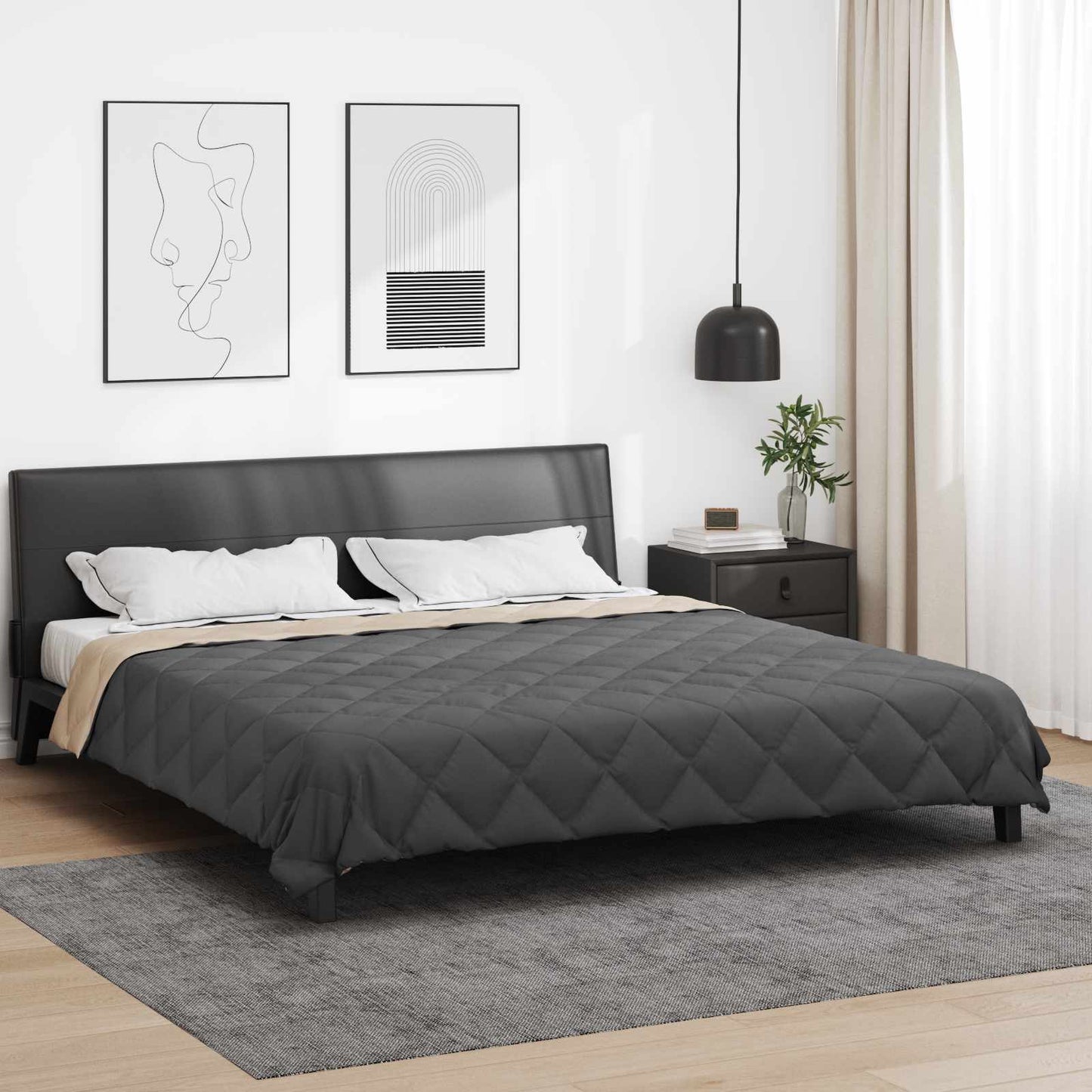 Pilna metų antklodė Antracito ir taupe 220 x 260 cm