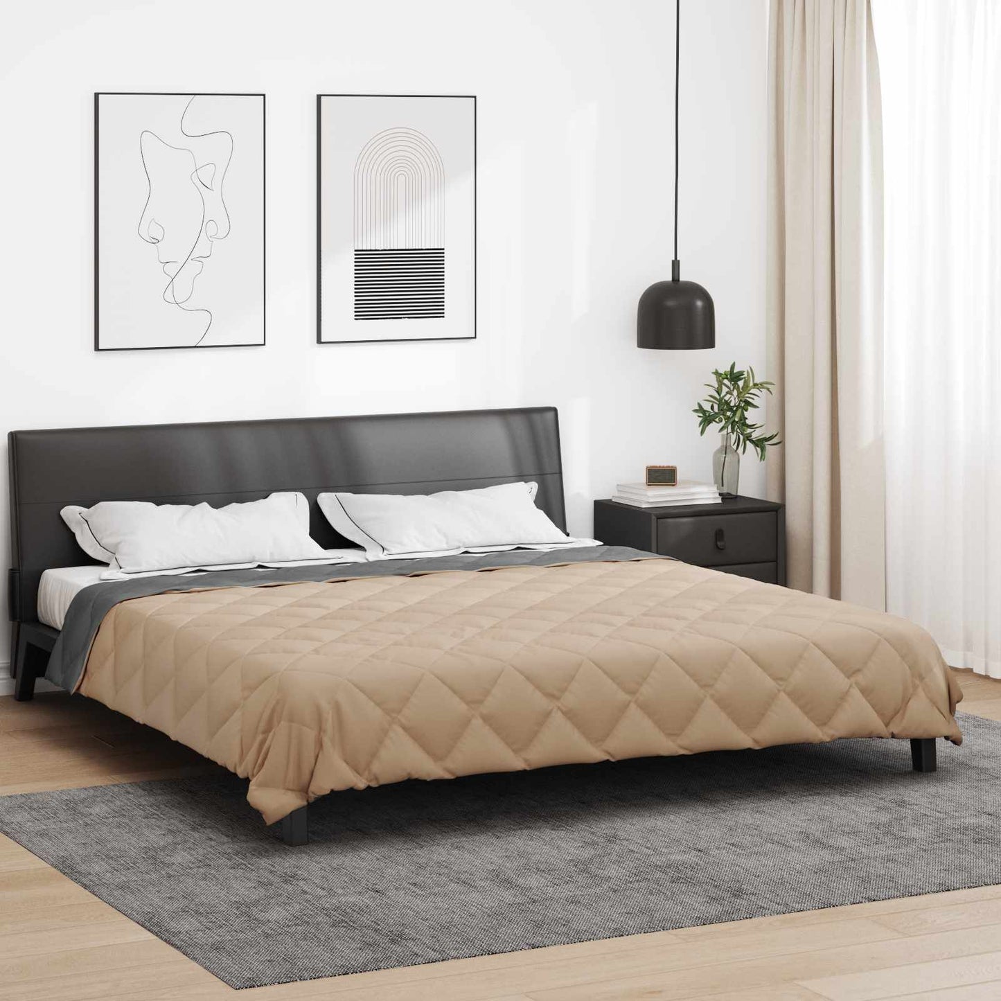 Pilna metų antklodė Antracito ir taupe 220 x 260 cm