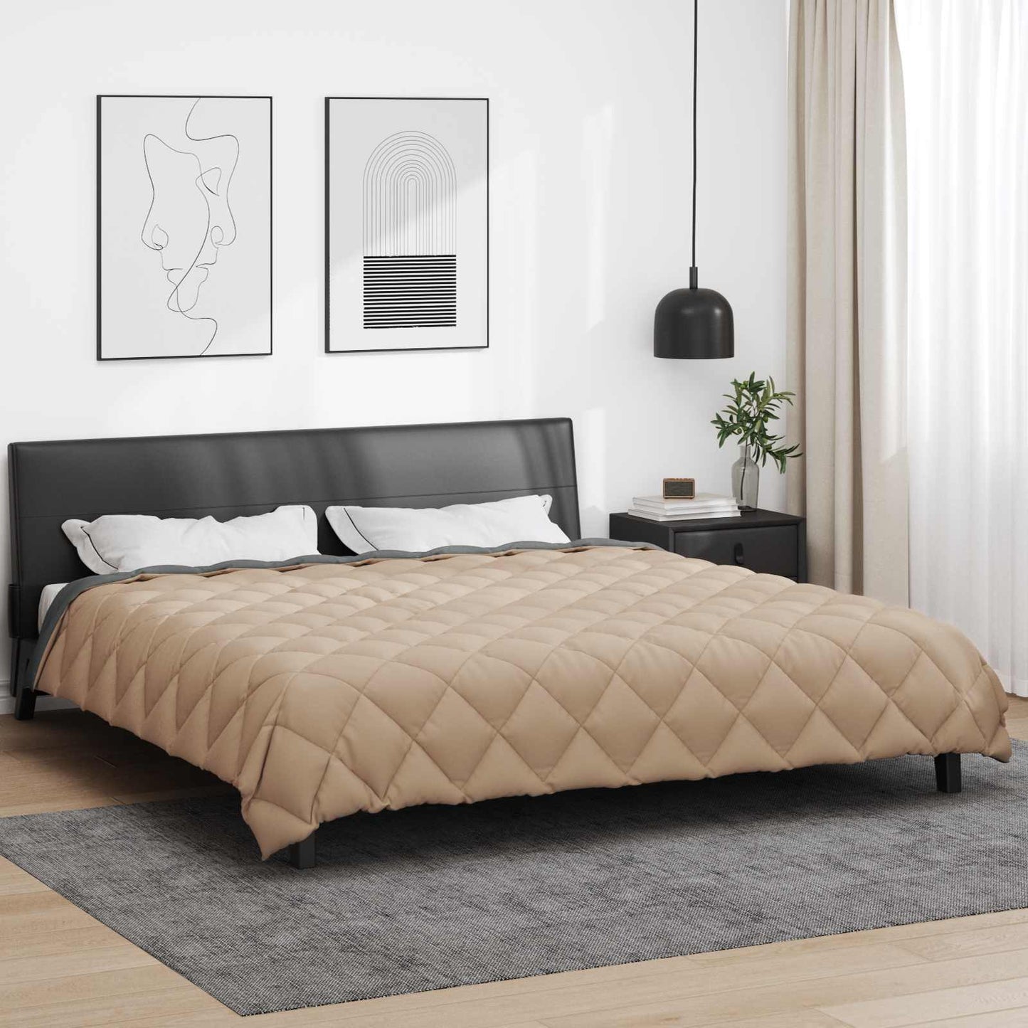 Žiemos antklodė Antracito ir taupe 220 x 260 cm Mikropluoštas