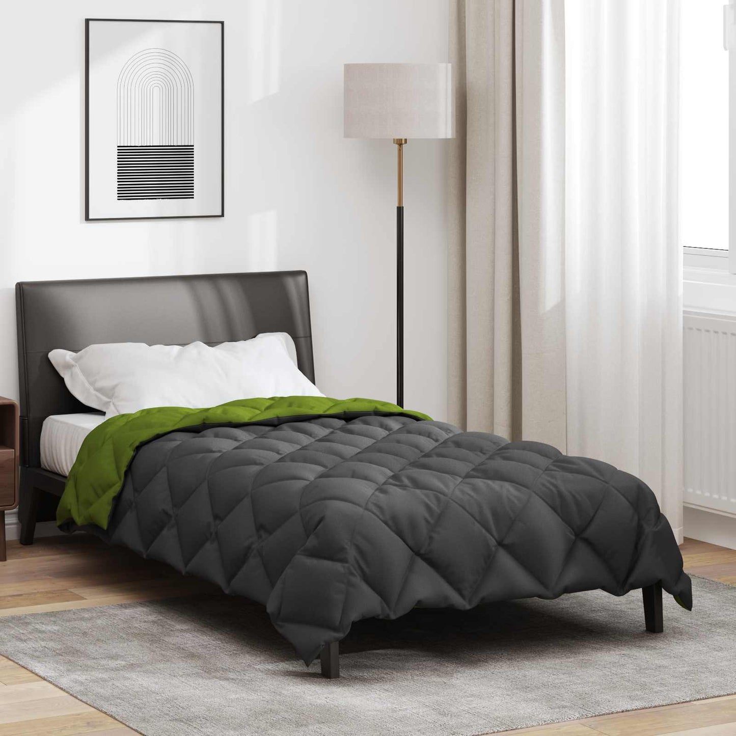 Žiemos antklodė Žalia ir antracito 200 x 135 cm Mikropluoštas