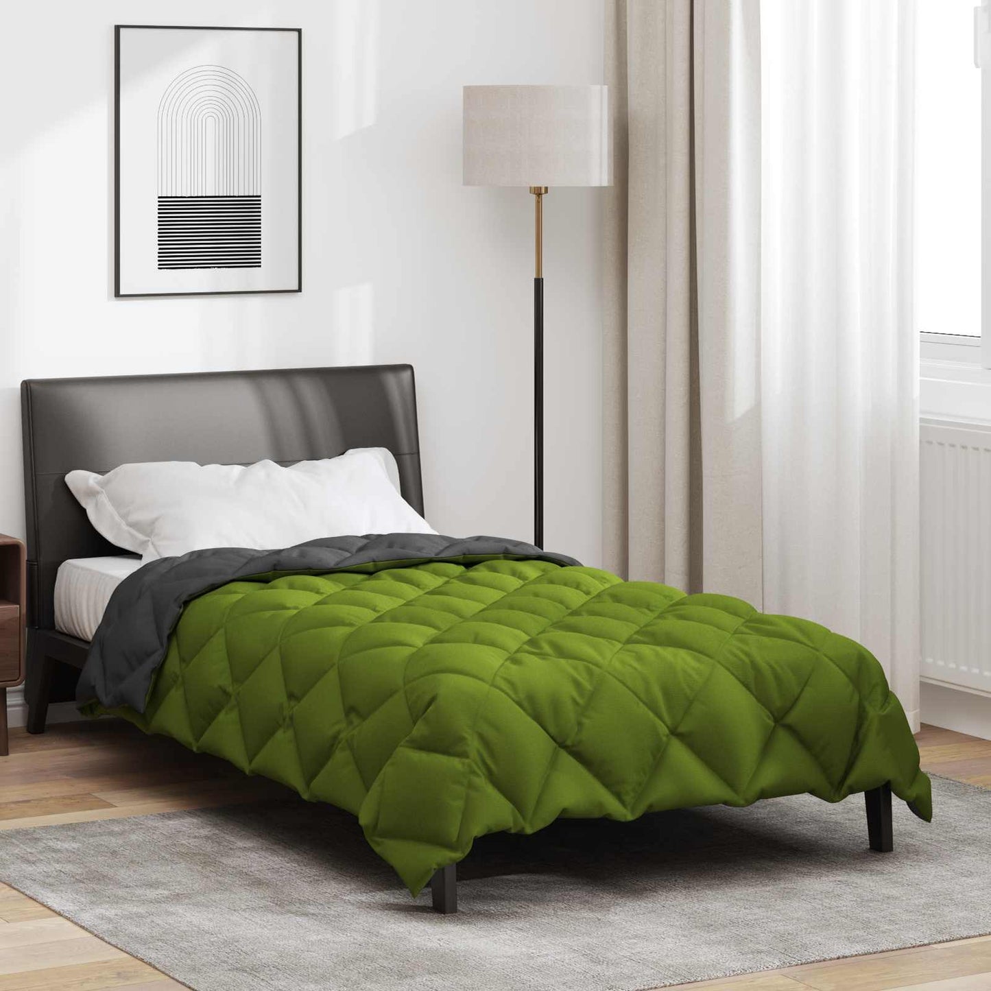 Žiemos antklodė Žalia ir antracito 200 x 135 cm Mikropluoštas