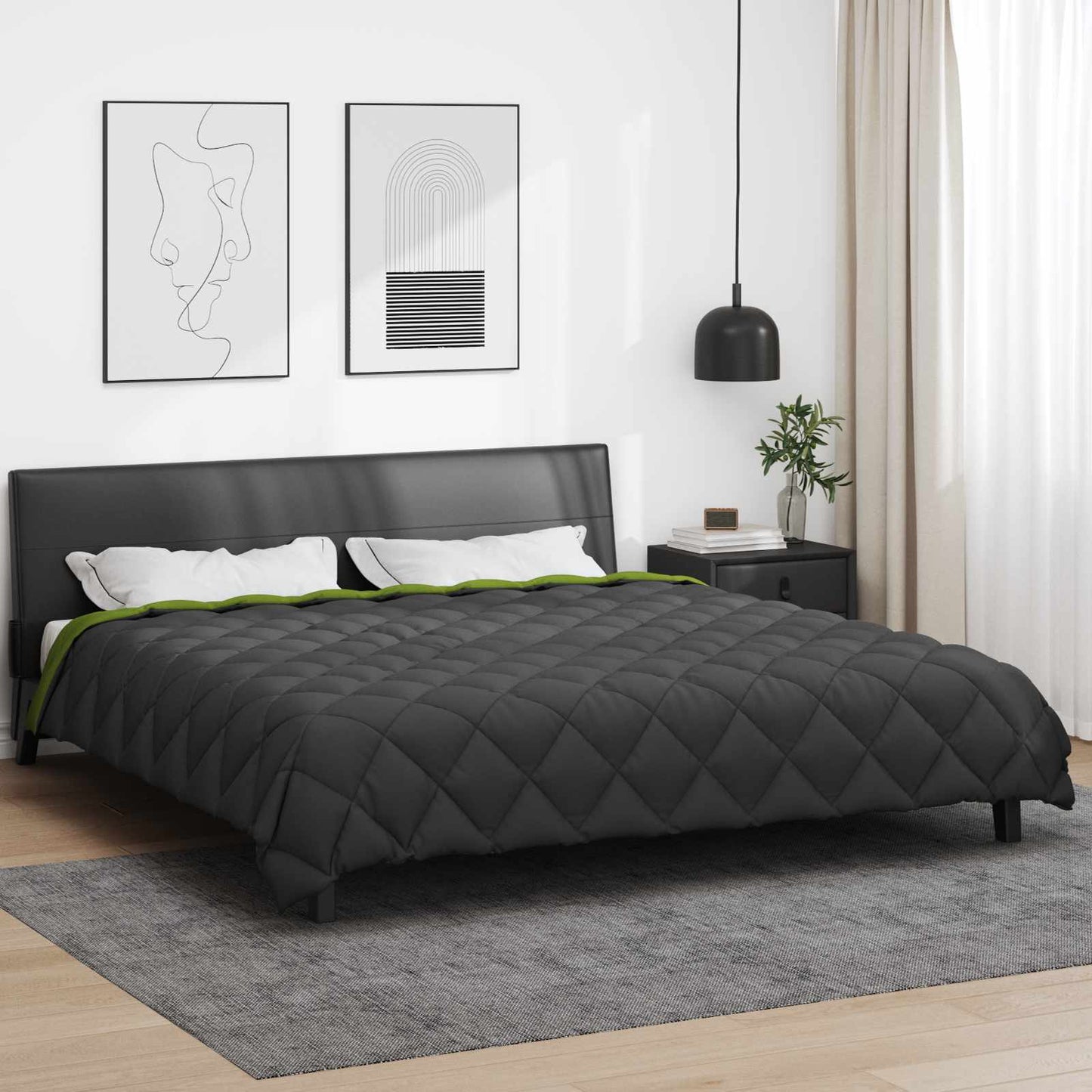 Žiemos antklodė Žalia ir antracito 220 x 240 cm Mikropluoštas