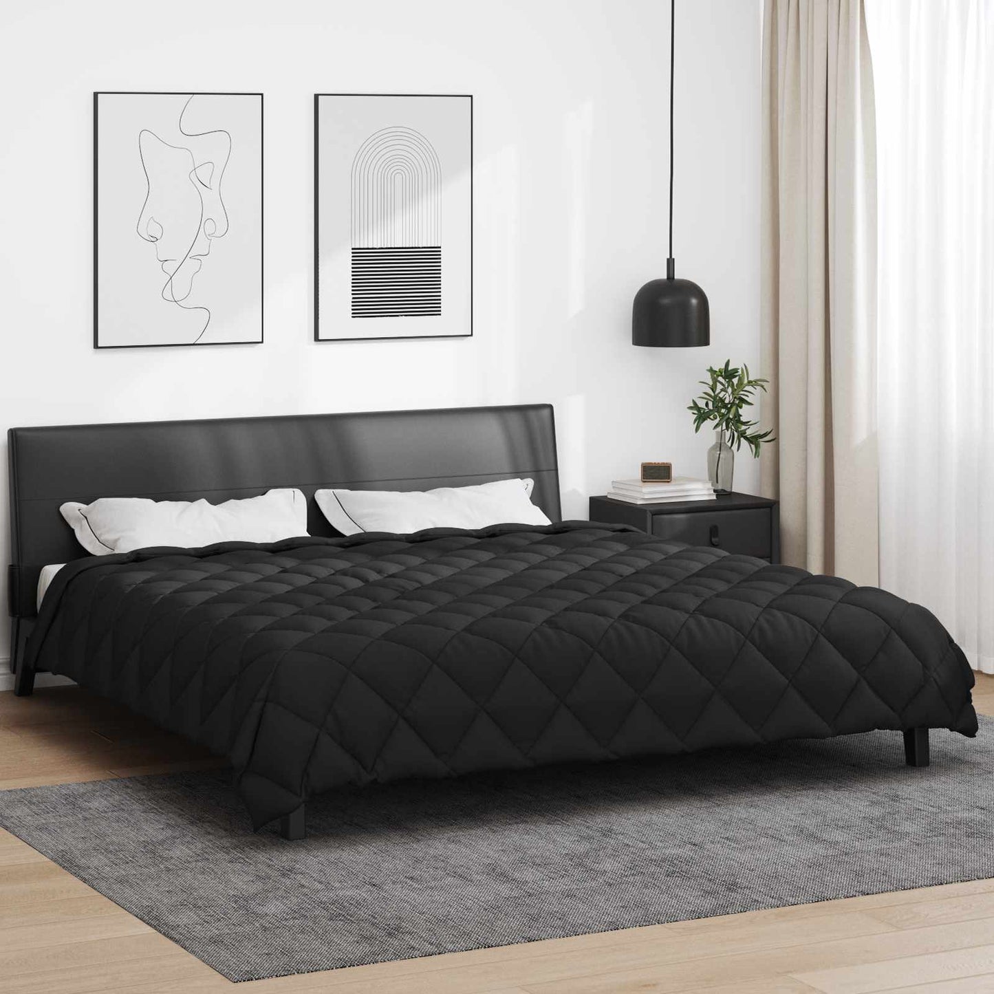 Žiemos antklodė Juoda 200 x 200 cm Mikropluoštas