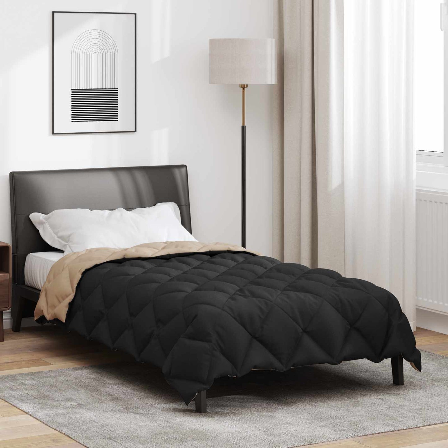 Žiemos antklodė Juoda ir taupe 200 x 140 cm Mikropluoštas