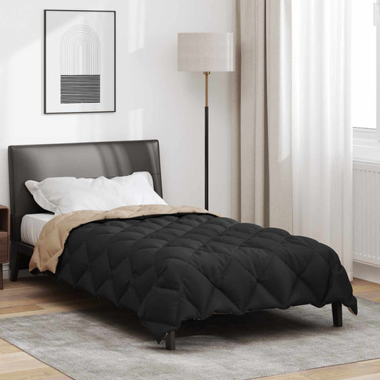 Žiemos antklodė Juoda ir taupe 220 x 140 cm Mikropluoštas