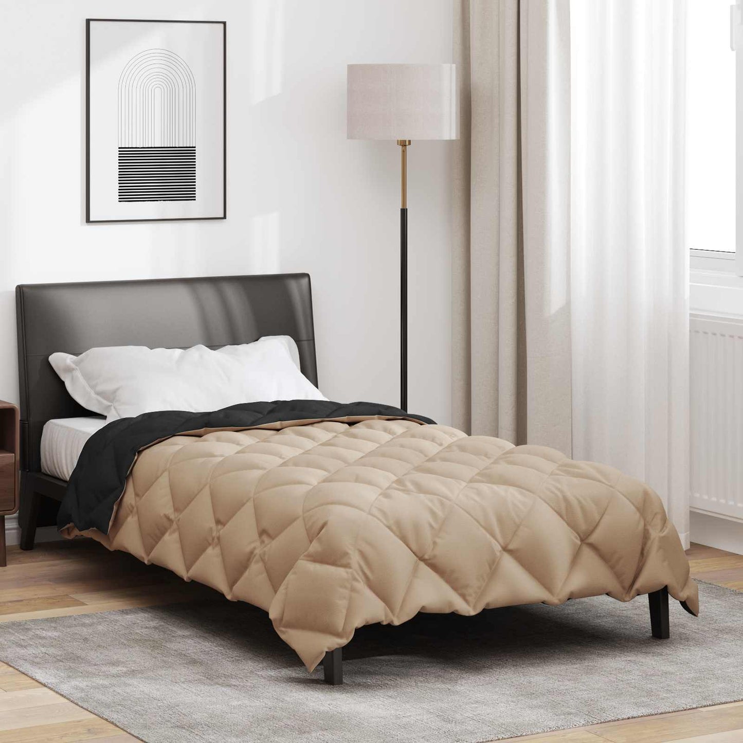 Žiemos antklodė Juoda ir taupe 220 x 140 cm Mikropluoštas