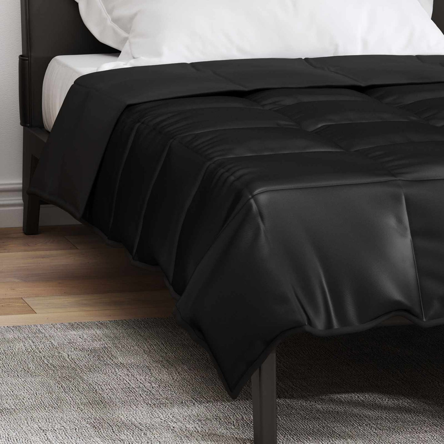 Vasaros antklodė Juoda 220 x 155 cm Satin ir mikropluoštas