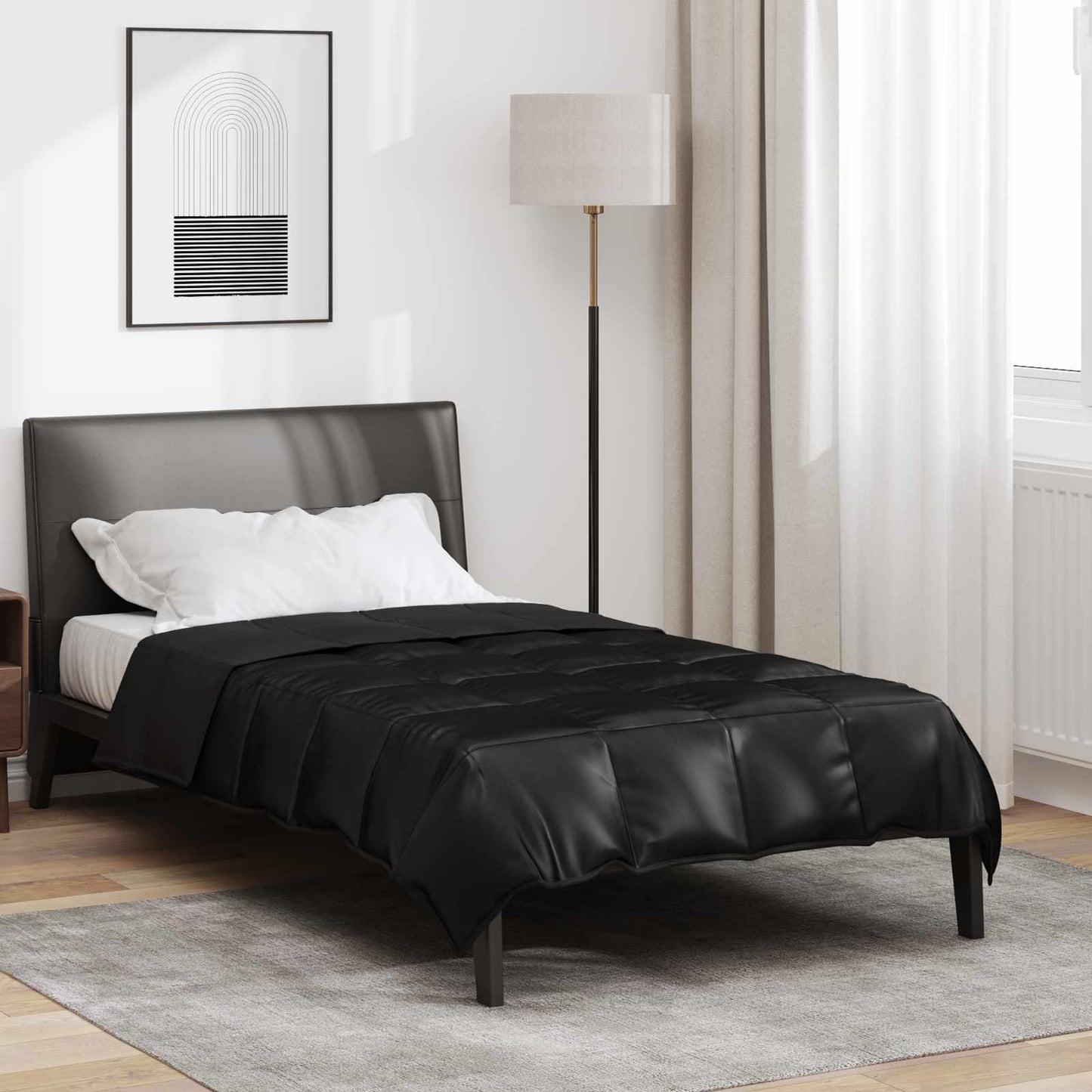 Vasaros antklodė Juoda 220 x 155 cm Satin ir mikropluoštas