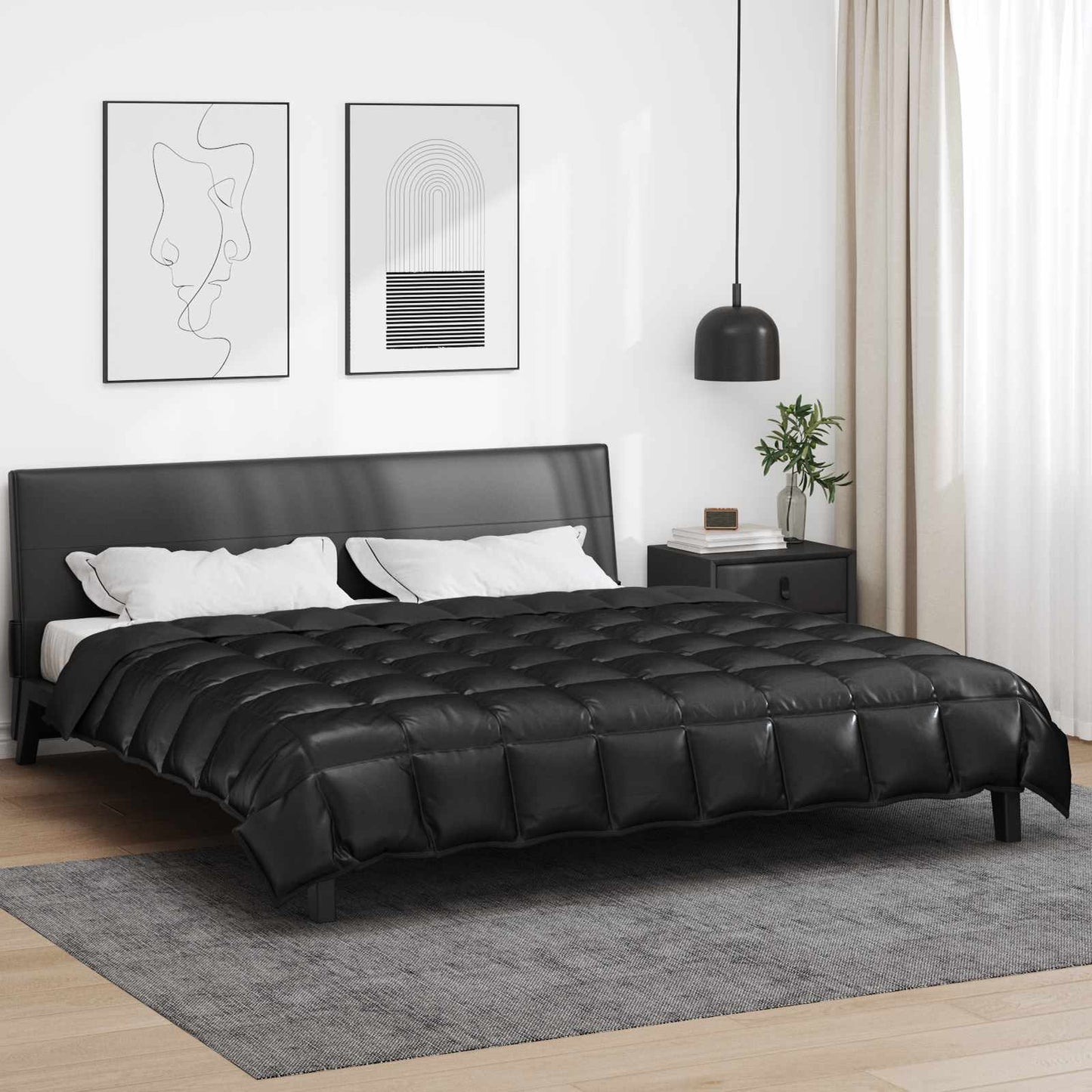 Žiemos antklodė Juoda 240 x 200 cm Satin ir mikropluoštas