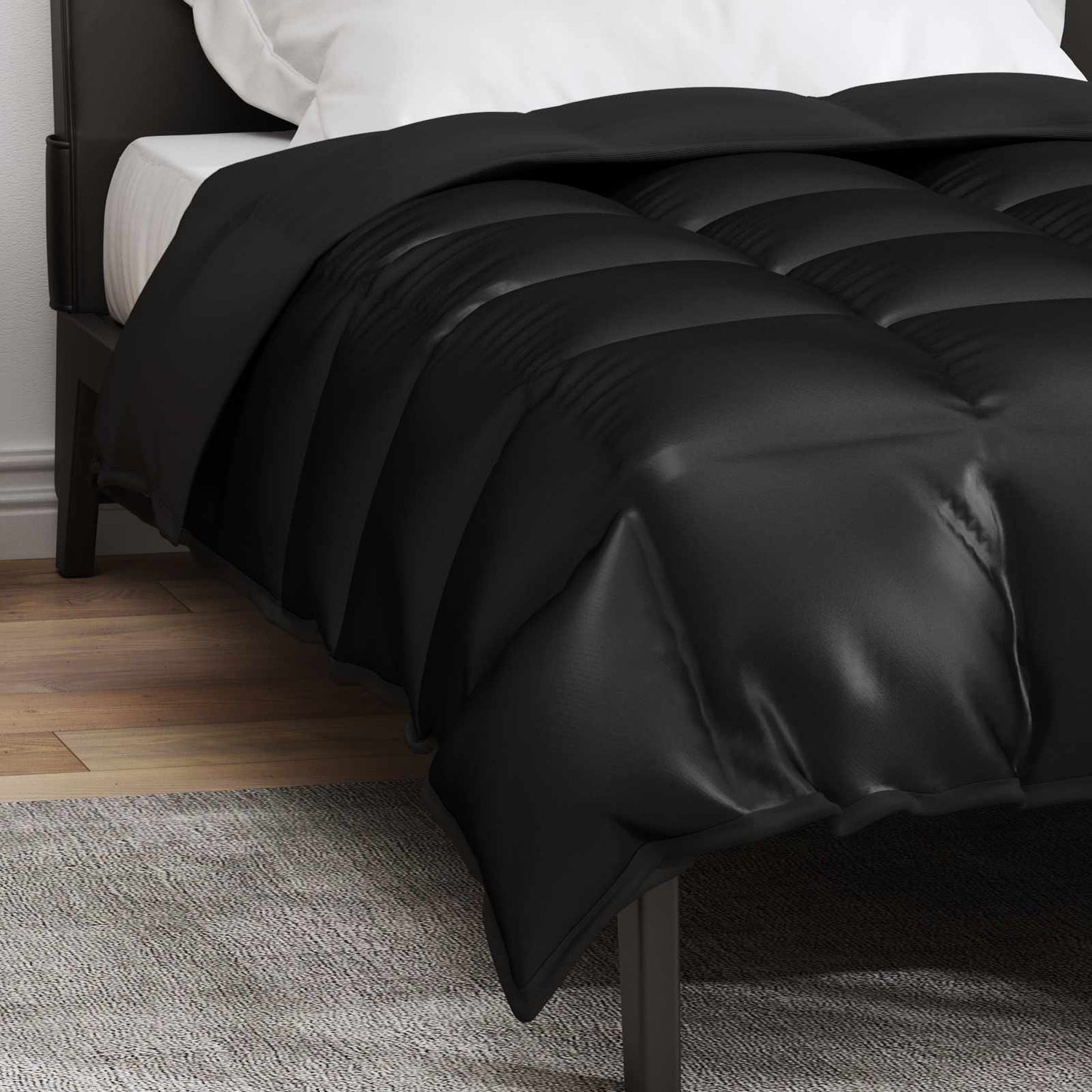 Žiemos antklodė Juoda 220 x 155 cm Satin ir mikropluoštas
