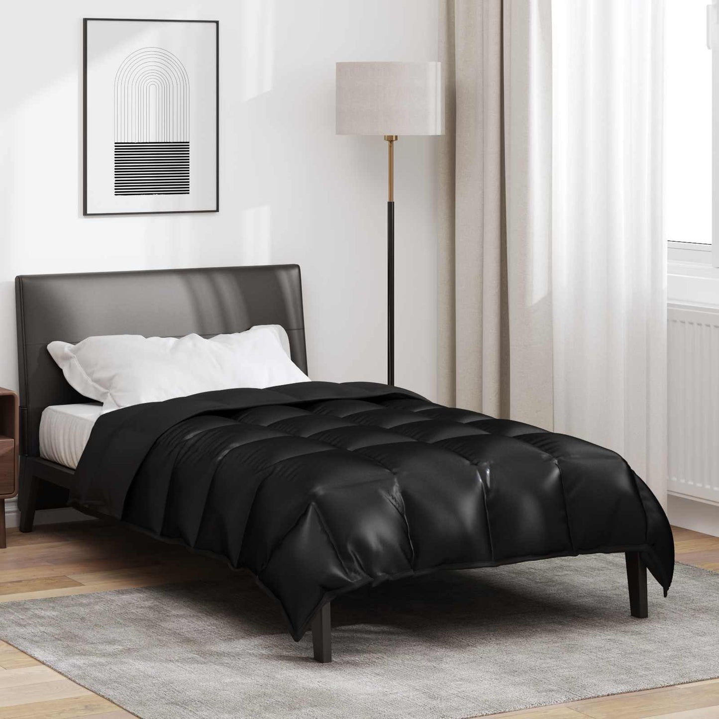 Žiemos antklodė Juoda 220 x 155 cm Satin ir mikropluoštas