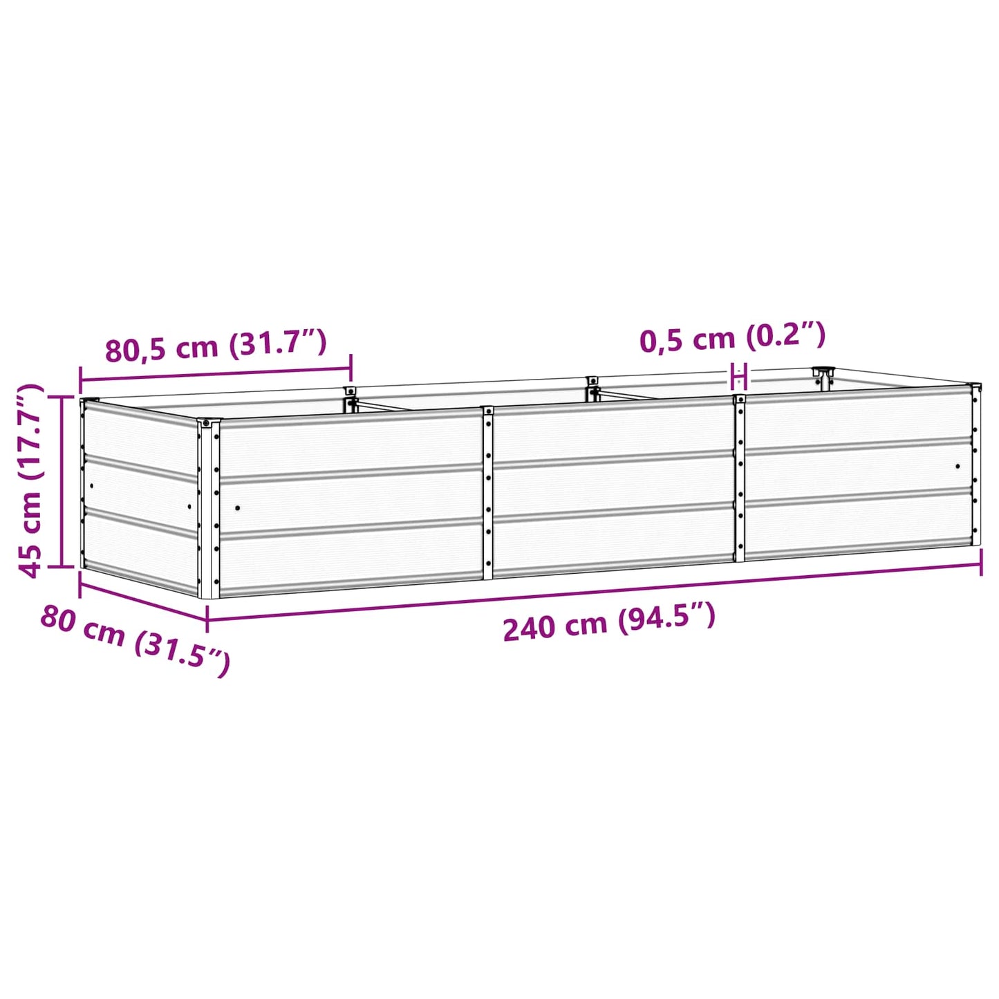 Lovelis Antracitas 240 x 80 x 45 cm Plienas