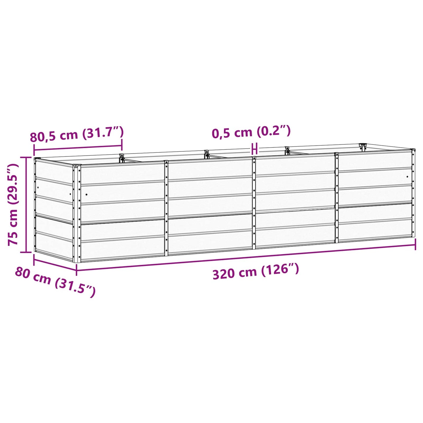 Lovelis Antracitas 320 x 80 x 75 cm Plienas