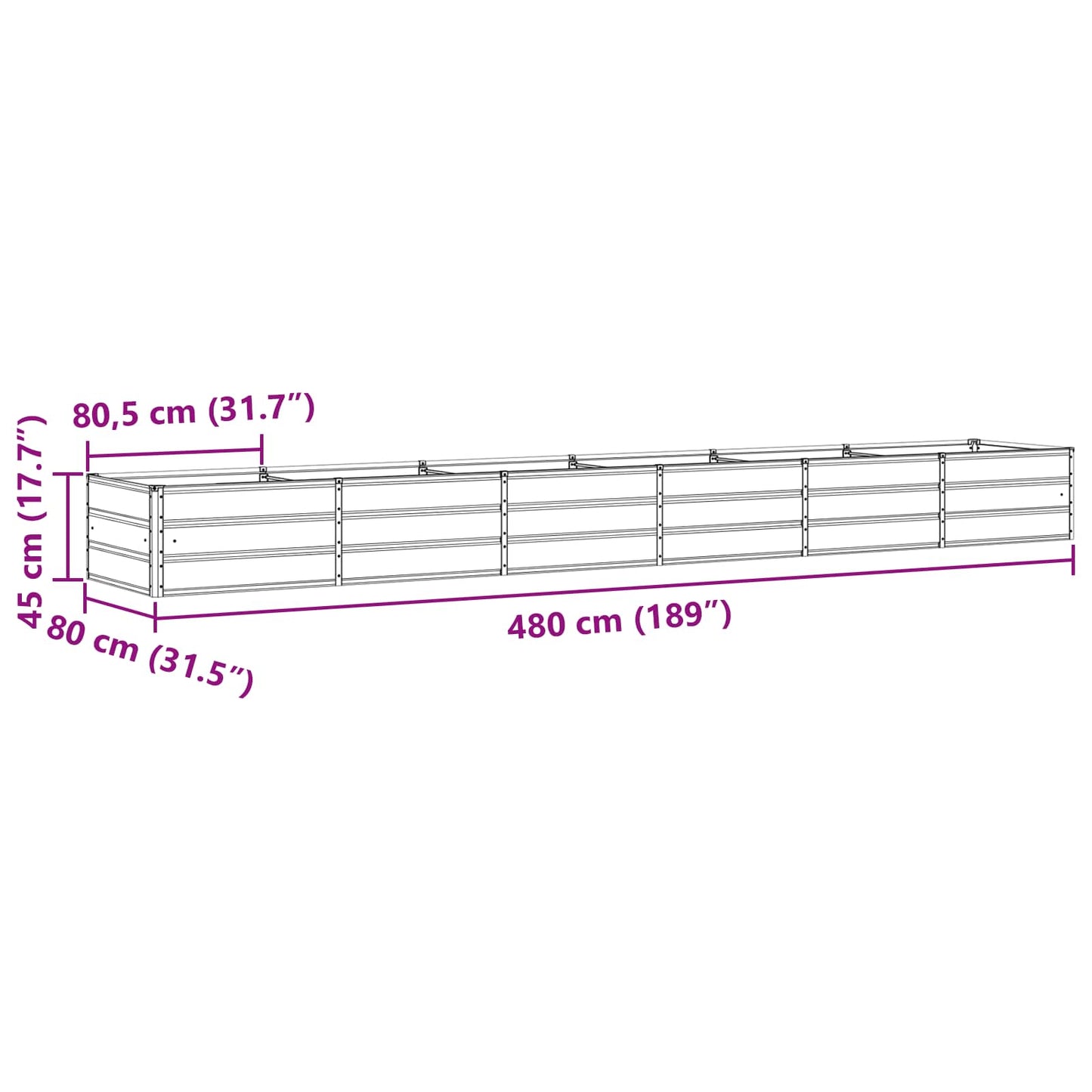 Lovelis Antracitas 480 x 80 x 45 cm Plienas