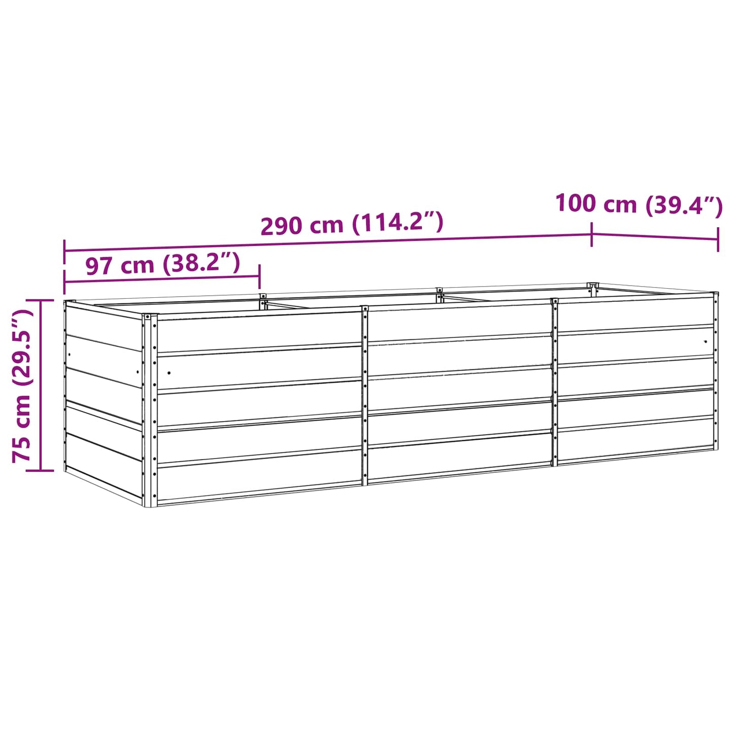 Lovelis Antracitas 290 x 100 x 75 cm Cinkuota plienas