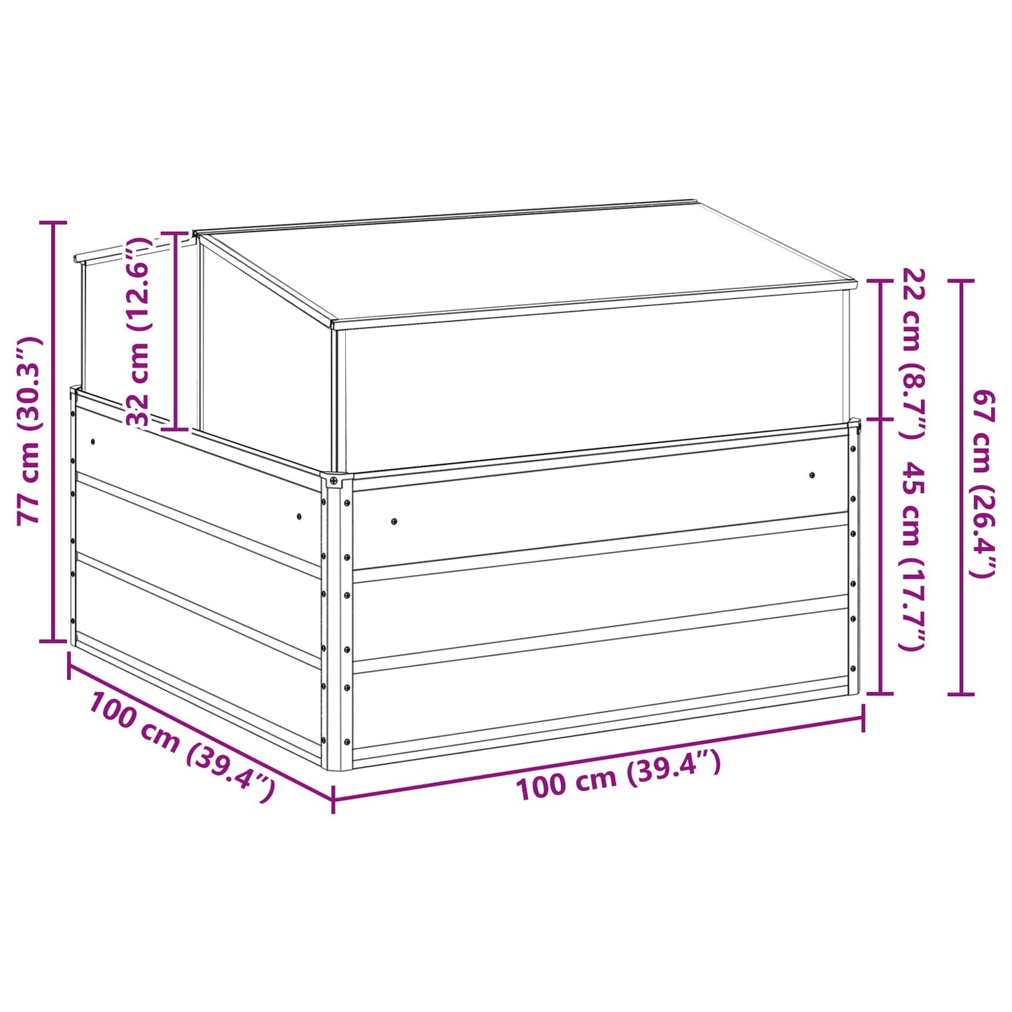 Lovelis Antracitas 100 x 100 x 77 cm Cinkuota plienas