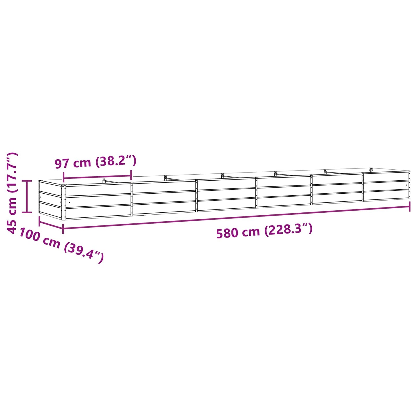 Lovelis Pastelinė žalia 580 x 100 x 45 cm Cinkuota plienas