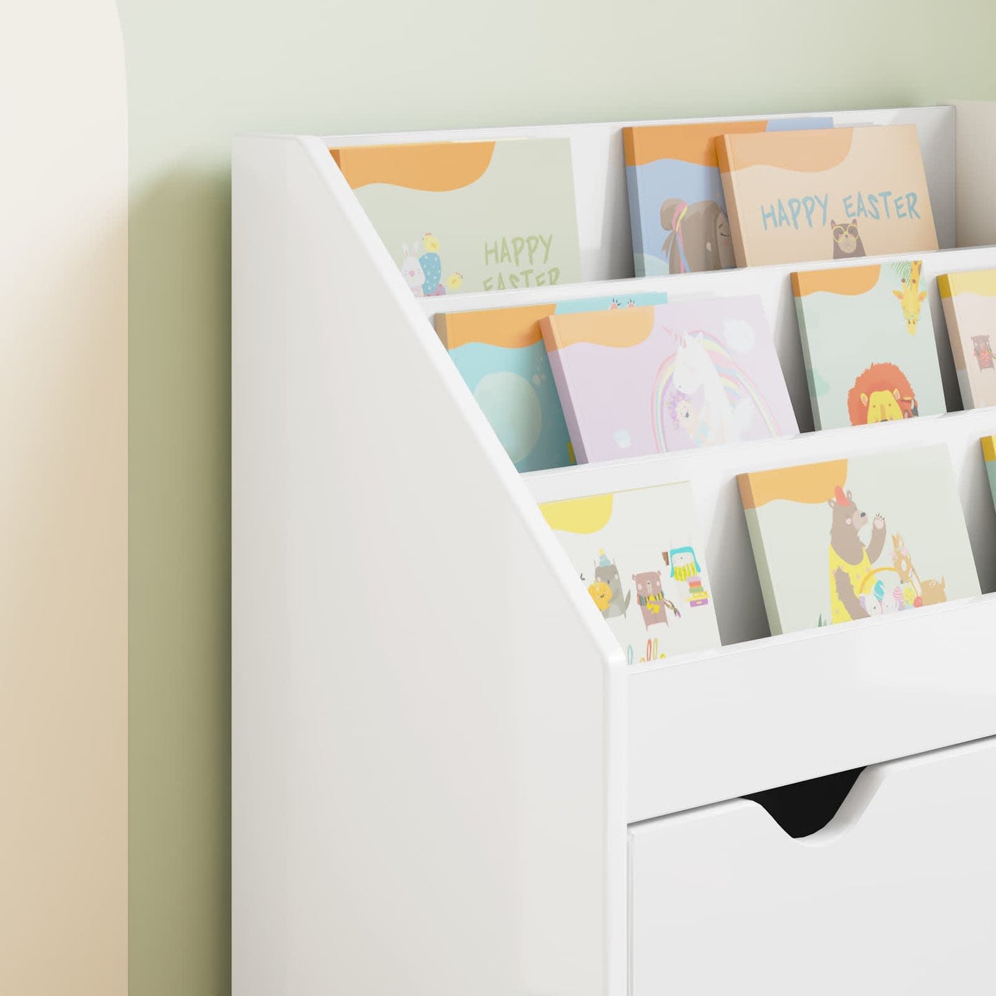 Vaikų knygų lentyna Aukštai blizganti balta 60 x 29,5 x 69 cm