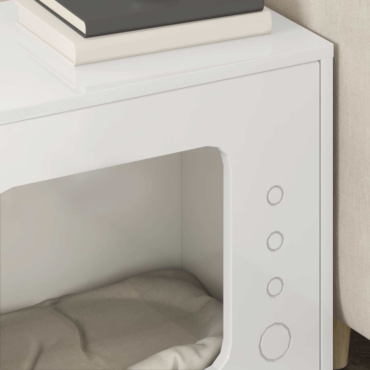 Katės namelis Blizgus baltas 51 x 30 x 42 cm Apdirbta mediena