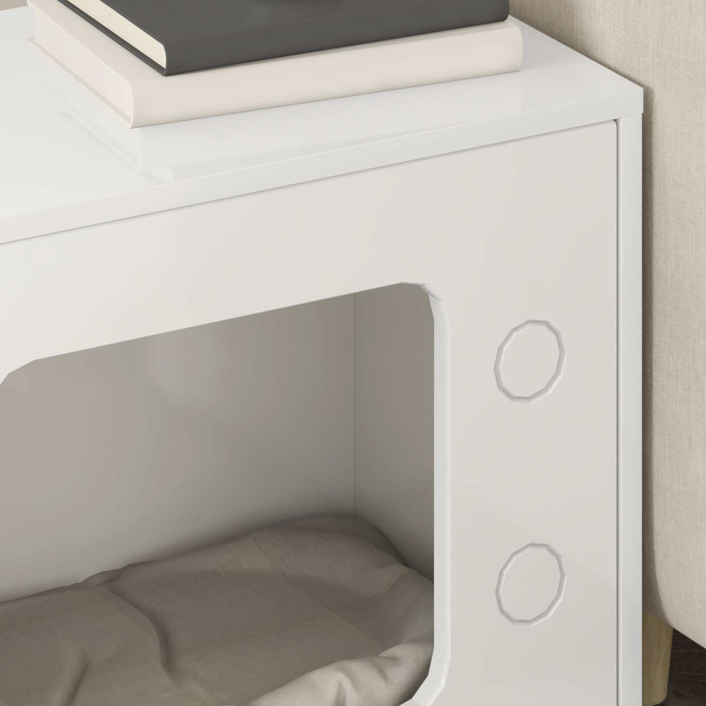 Katės namelis Blizgus baltas 51 x 30 x 52 cm Apdirbta mediena