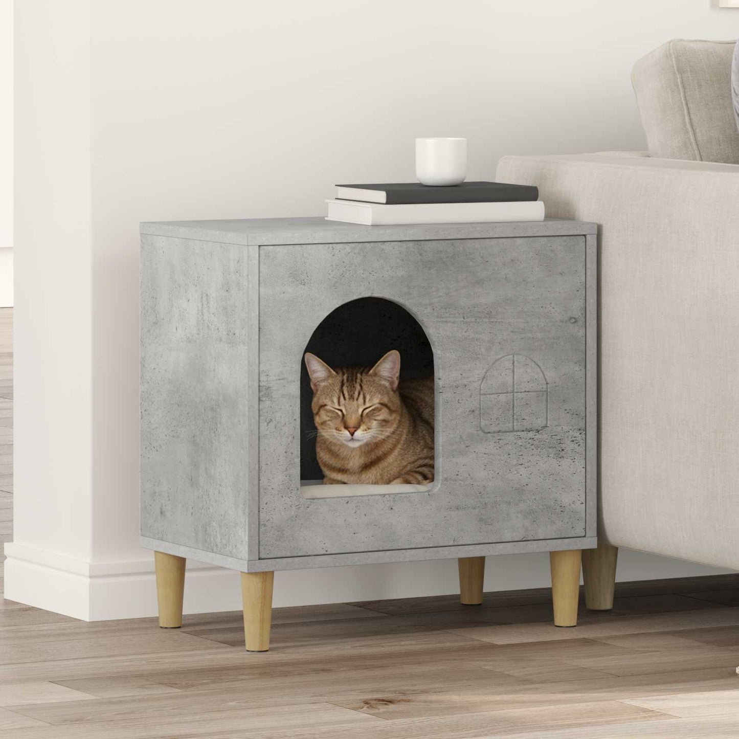 Katės namelis Betoninė 51 x 30 x 52 cm Apdirbta mediena