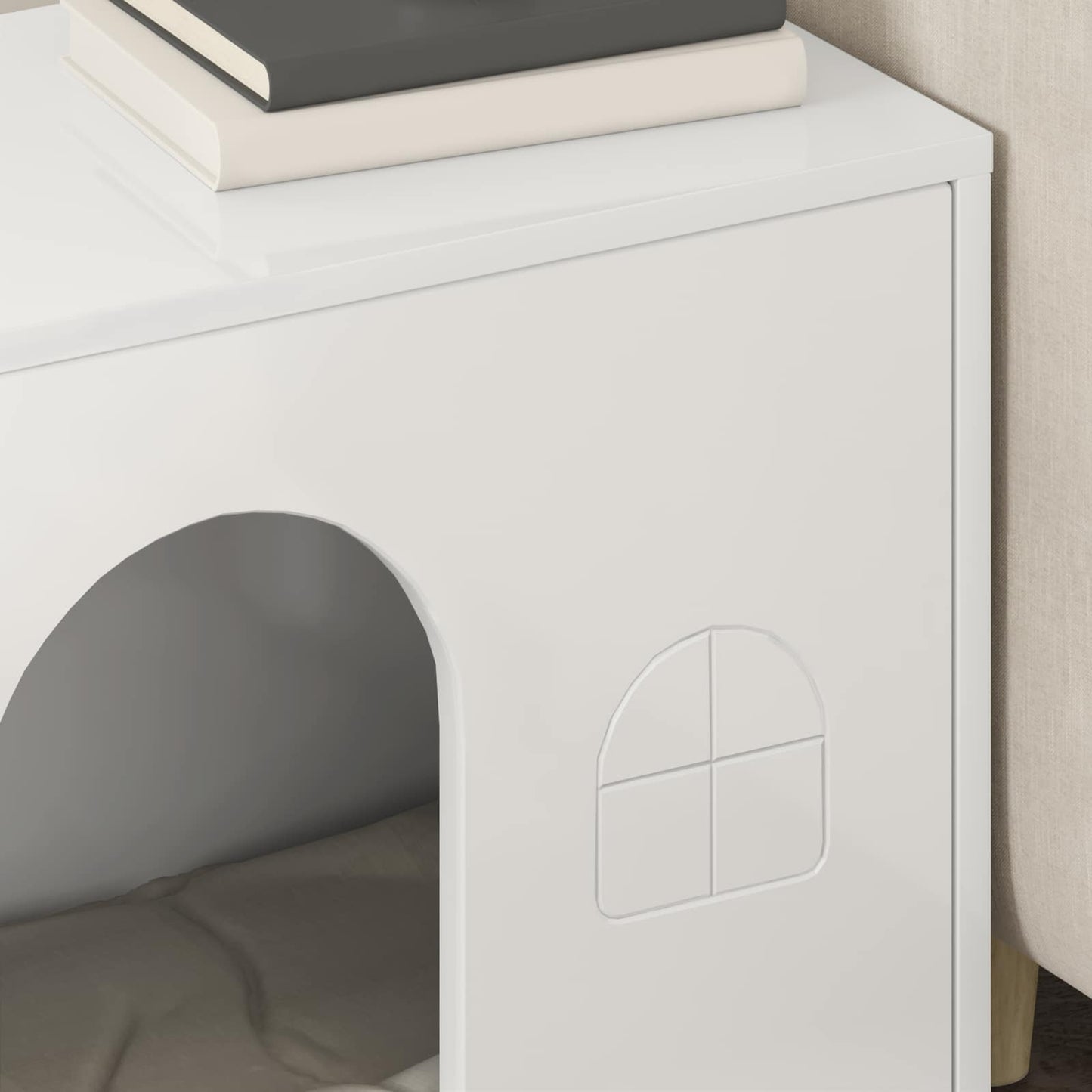 Katės namelis Blizgus baltas 51 x 30 x 52 cm Apdirbta mediena