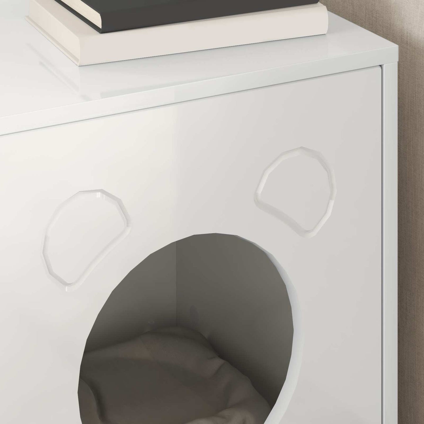 Katės namelis Blizgus baltas 42,5 x 40 x 52,5 cm