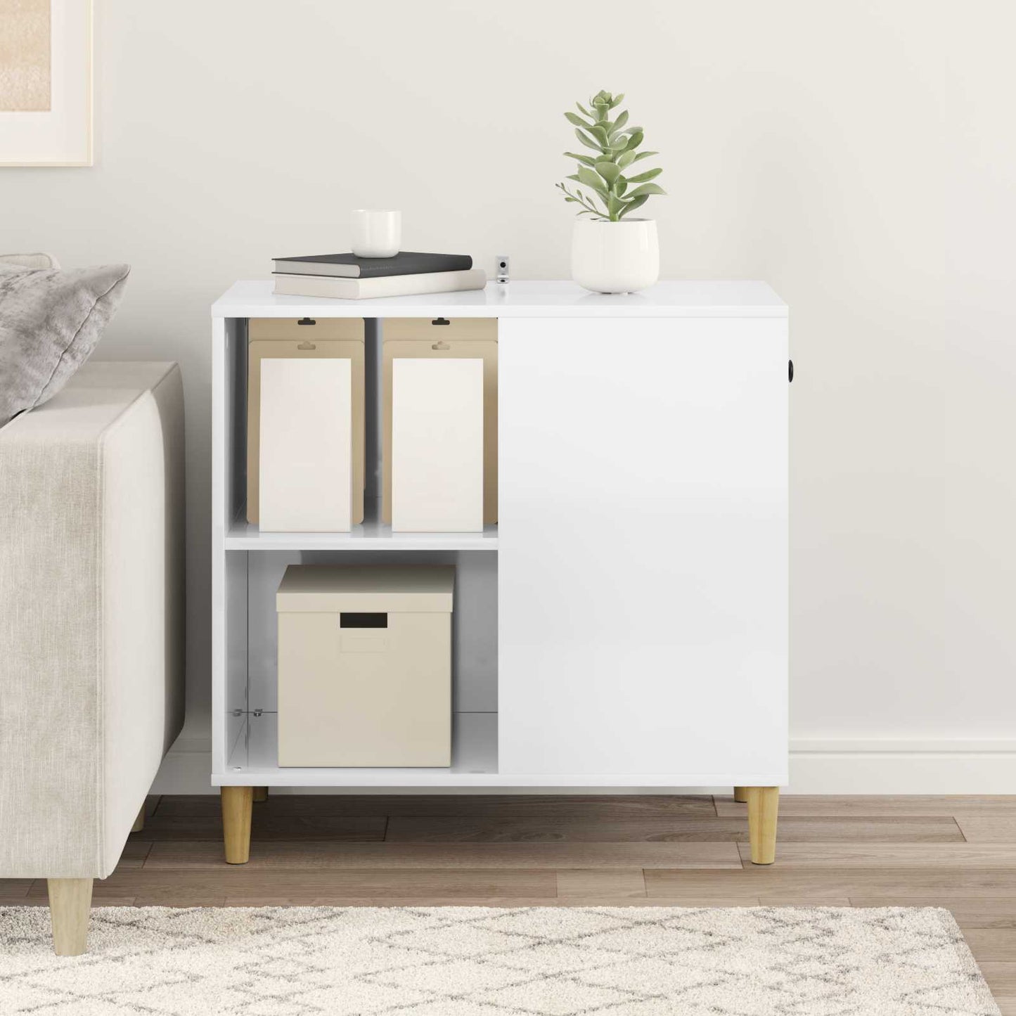 Katės namelis Blizgus baltas 72 x 42.5 x 70 cm Apdirbta mediena