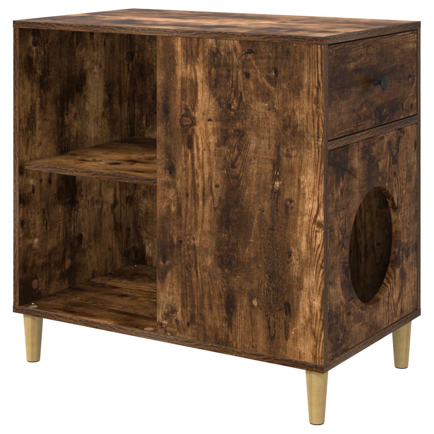 Katės namelis Rūkyta ąžuolas 72 x 42.5 x 70 cm Apdirbta mediena