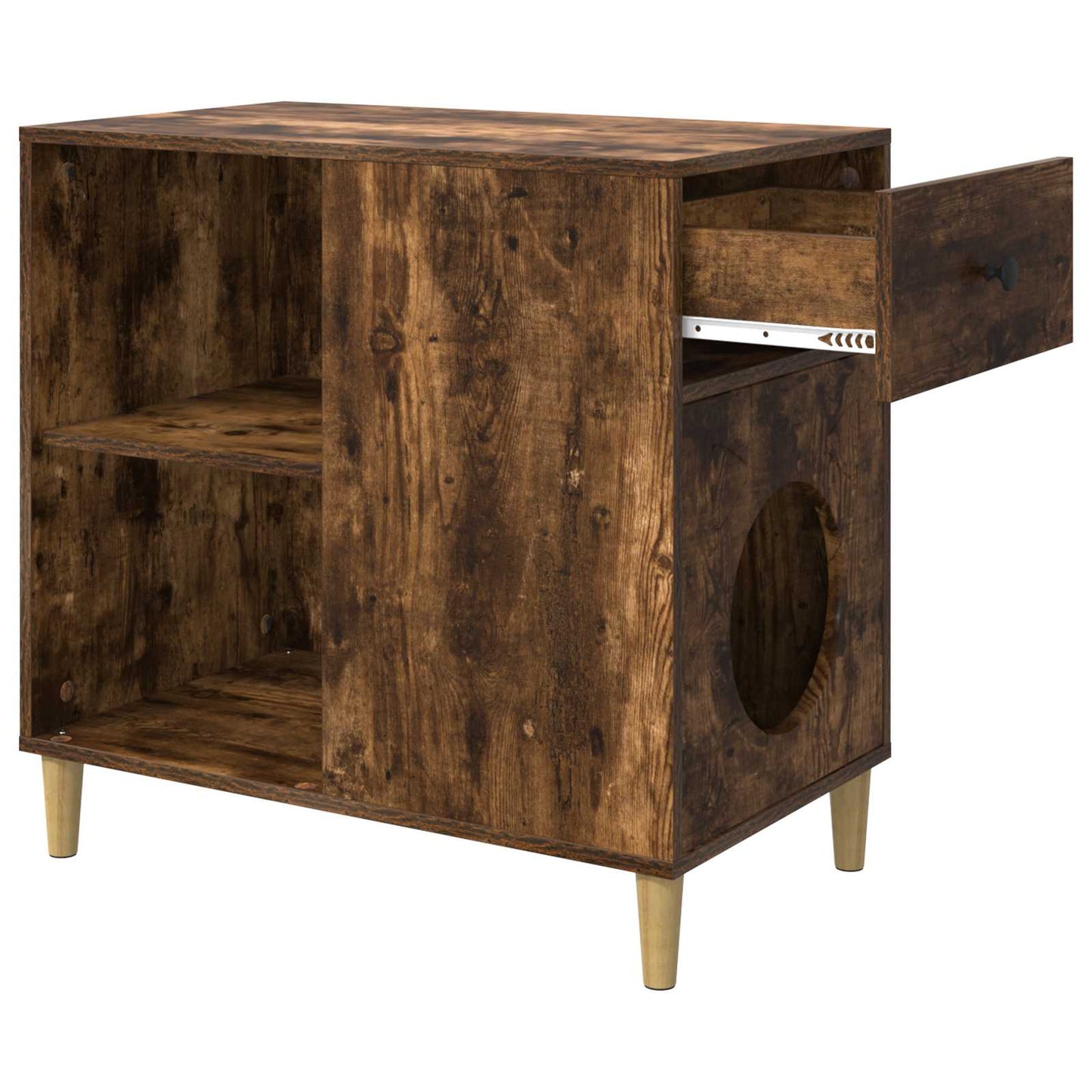 Katės namelis Rūkyta ąžuolas 72 x 42.5 x 70 cm Apdirbta mediena