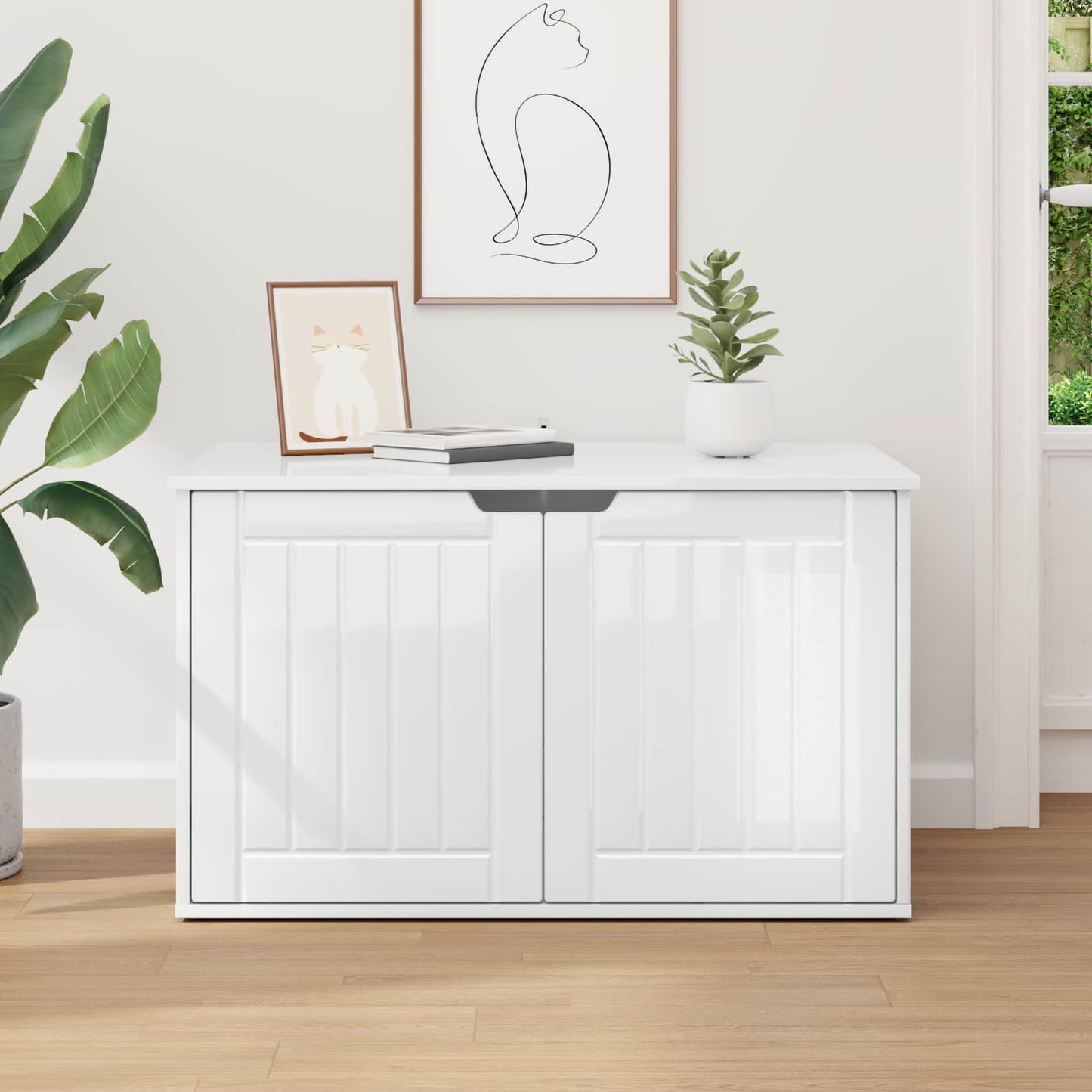 Katės namelis Blizgus baltas 85 x 55 x 53,5 cm Apdirbta mediena