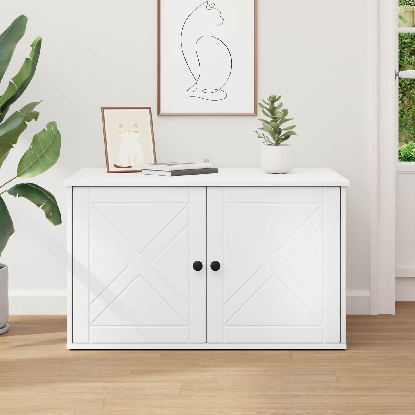 Katės namelis Balta 85 x 55 x 50,5 cm Apdirbta mediena