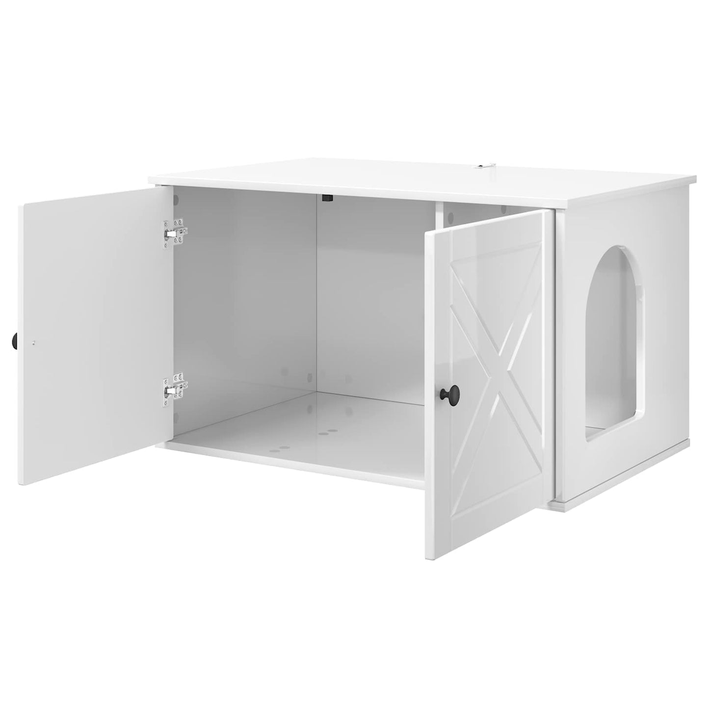 Katės namelis Blizgus baltas 85 x 55 x 50 cm Apdirbta mediena