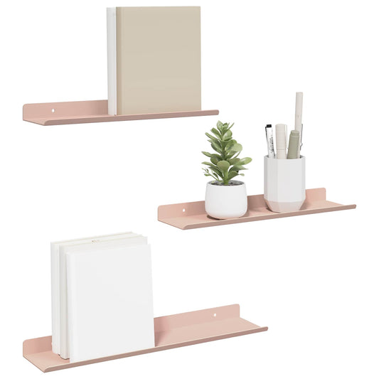 Sieninė lentyna su lentyna 3 pcs Rožinė 40 x 9 x 2,5 cm